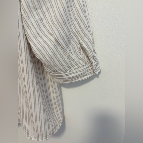 Eileen Fisher Mandarin Collar Stripe Organic Cotton striped button up  , sz : XL - Picture 4 of 9